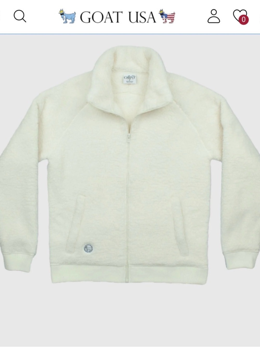 Women's GOAT brand Cream Sherpa Zip-Front Jacket - Picture 2 of 8